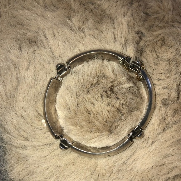 VTG Taxco 925 Silver Geometric Rectangle & Ball Link Bracelet w Safety Chain - Picture 8 of 12